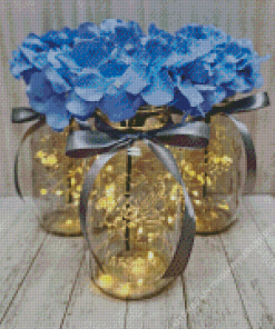 Blue Hydrangeas In Jars Diamond Painting