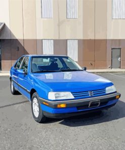 Blue Peugeot 405 Car Diamond Painting