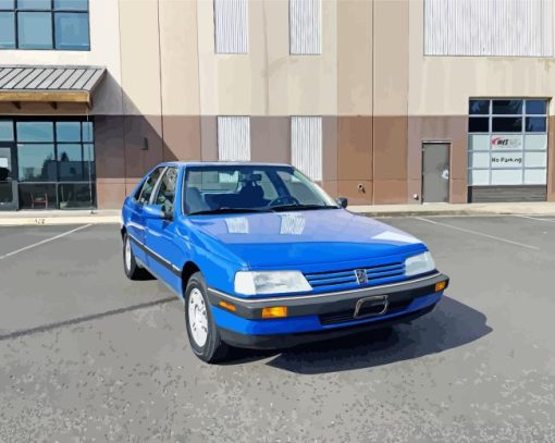 Blue Peugeot 405 Car Diamond Painting