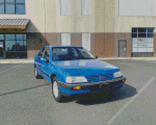 Blue Peugeot 405 Car Diamond Painting