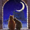 Cats Watching Moon Diamond Painting