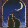 Cats Watching Moon Diamond Painting