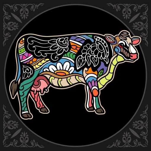 Colorful Cow Mandala Arts Diamond Painting