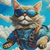 Cool Cat Skydiving Diamond Painting