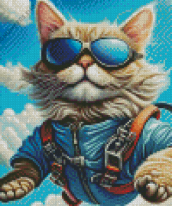 Cool Cat Skydiving Diamond Painting