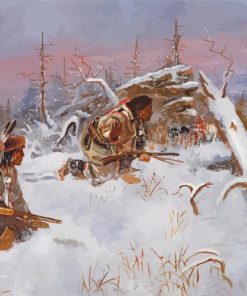 Crow Indians Hunting Elk Art Diamond Painting