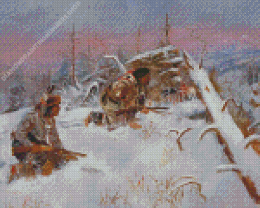 Crow Indians Hunting Elk Art Diamond Painting