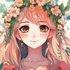 Cute Floral Anime Girl Diamond Painting