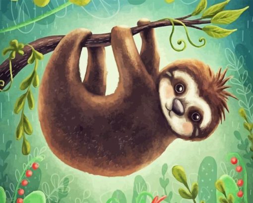 Cute Hanging Sloth Diamond Painting