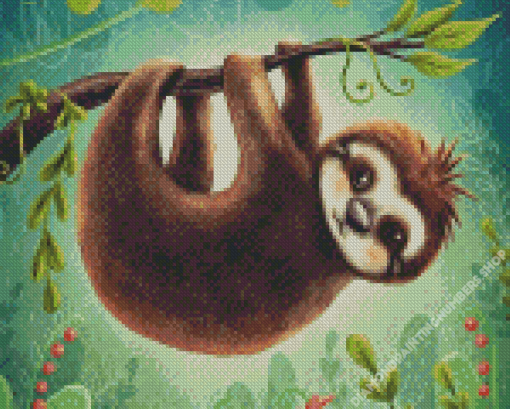 Cute Hanging Sloth Diamond Painting