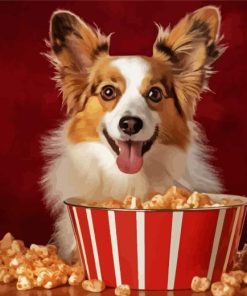 Dog Eating Popcorn Diamond Painting