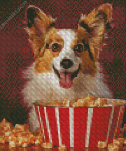 Dog Eating Popcorn Diamond Painting