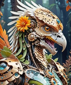 Flowering Steampunk Eagle Diamond Painting