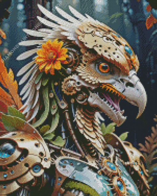 Flowering Steampunk Eagle Diamond Painting