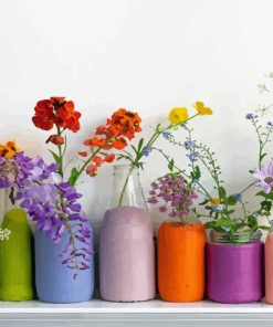 Flowers In Milk Bottles Diamond Painting