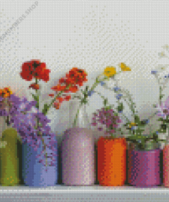 Flowers In Milk Bottles Diamond Painting