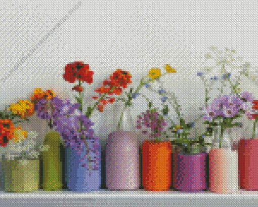 Flowers In Milk Bottles Diamond Painting