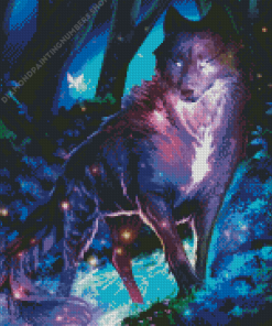 Galaxy Spirit Wolf In Forest Diamond Painting