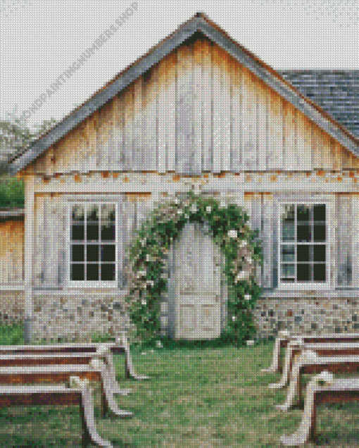 Holiday White Rustic Barn Diamond Painting