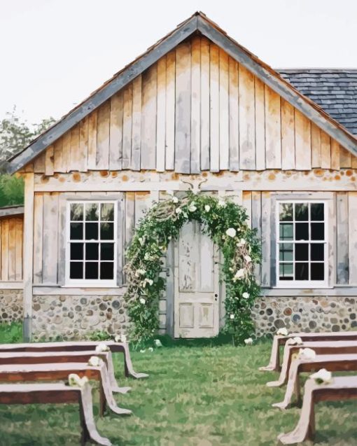 Holiday White Rustic Barn Diamond Painting