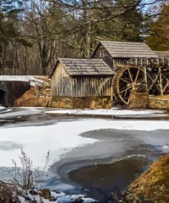 Mabry Mill With Frozen Water Diamond Painting