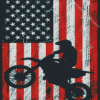 Motorcycle Silhouette On Flag Diamond Painting