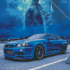 Nissan Skyline Gtr R34 Blue Car Diamond Painting