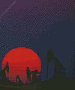 Oil Wells Silhouette Diamond Painting