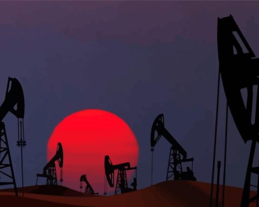 Oil Wells Silhouette Diamond Painting