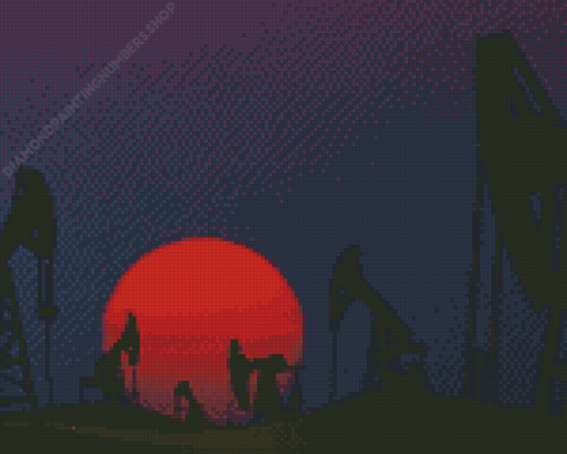 Oil Wells Silhouette Diamond Painting