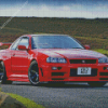 Red R34 Skyline Diamond Painting