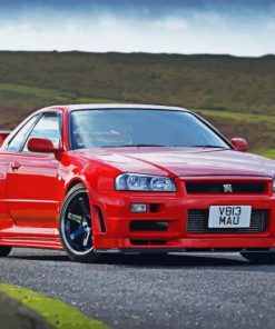 Red R34 Skyline Diamond Painting