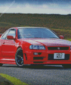 Red R34 Skyline Diamond Painting