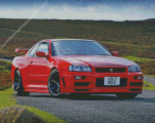 Red R34 Skyline Diamond Painting