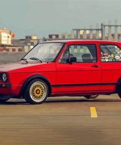 Red Volkswagen Golf Mk1 Car Diamond Painting