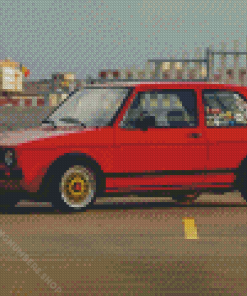 Red Volkswagen Golf Mk1 Car Diamond Painting