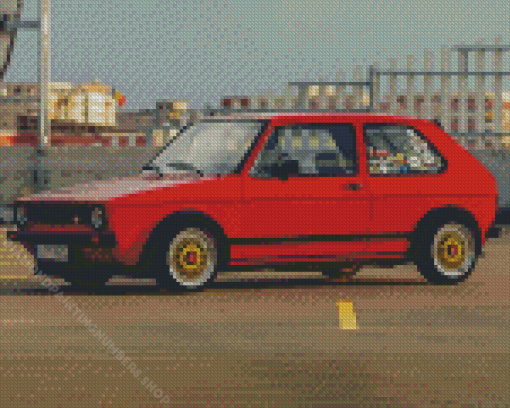 Red Volkswagen Golf Mk1 Car Diamond Painting