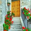 Red Flowers Door Diamond Painting