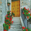 Red Flowers Door Diamond Painting