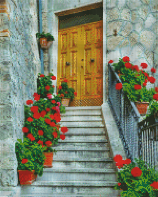 Red Flowers Door Diamond Painting