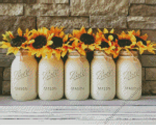 Sunflowers In Jars Diamond Painting