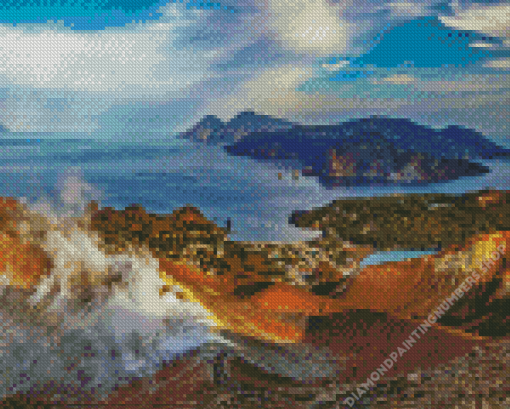 Volcano On The Island Of Vulcano Italy Diamond Painting