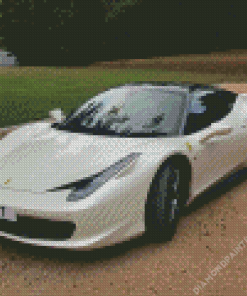 White Ferrari 458 Diamond Painting