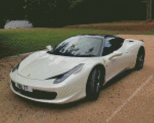 White Ferrari 458 Diamond Painting