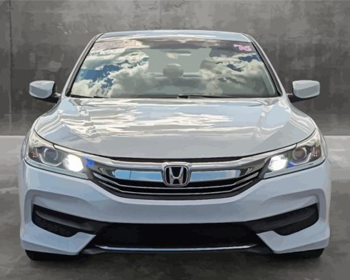 White Accord Honda Sport Car Diamond Painting