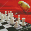 Yellow Bird Playing Chess Diamond Painting