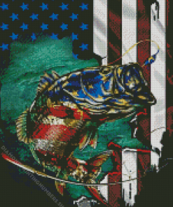 American Flag and Fish Diamond Painting