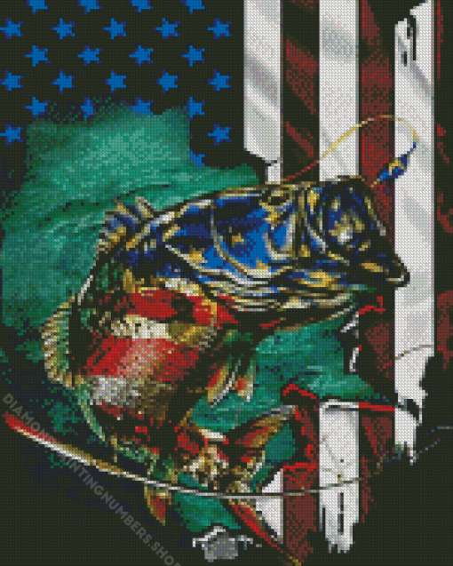 American Flag and Fish Diamond Painting