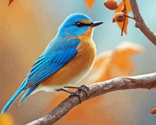 Blue Bird In Autumn Diamond Painting