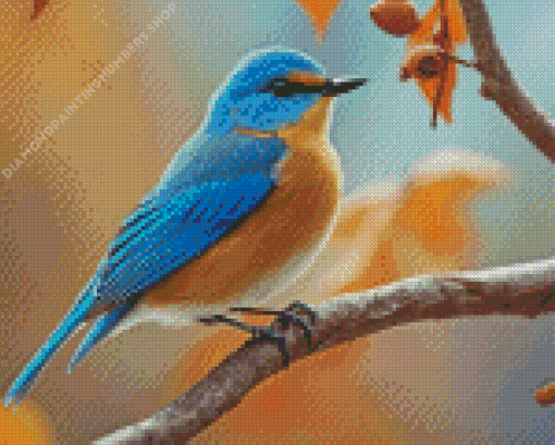 Blue Bird In Autumn Diamond Painting